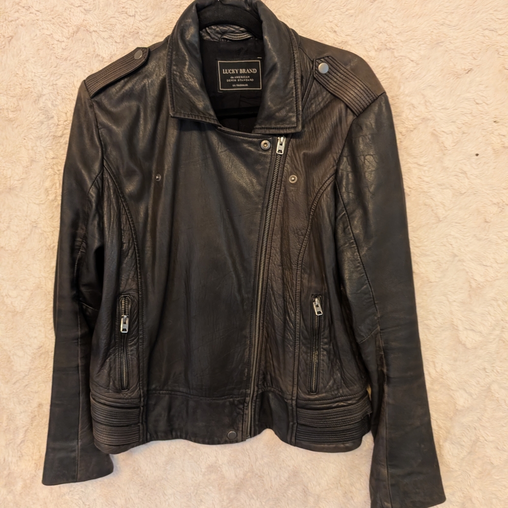 Lucky Brand Black Leather Jacket - Picture 4 of 7